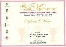 Cargar imagen en el visor de la galería, Arcano BIO Cirò Rosso Superiore Riserva D.O.P. - Senatore Vini 2014 - Sapuri Calabrisi
